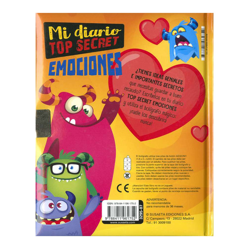 Libro Diario Mi diario Top Secret Emociones +6 años 