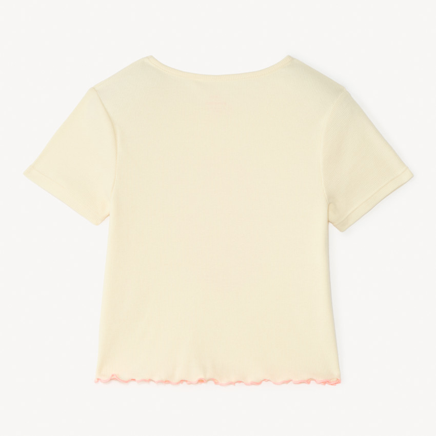 Camiseta de manga corta de punto con bordado de Minnie Disney para niña. 