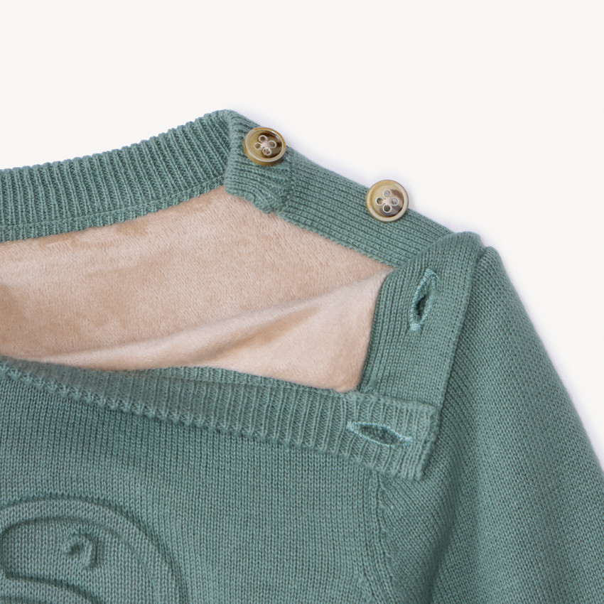 Jersey de punto forrado con diseño de dinosaurio en relieve para niño. 