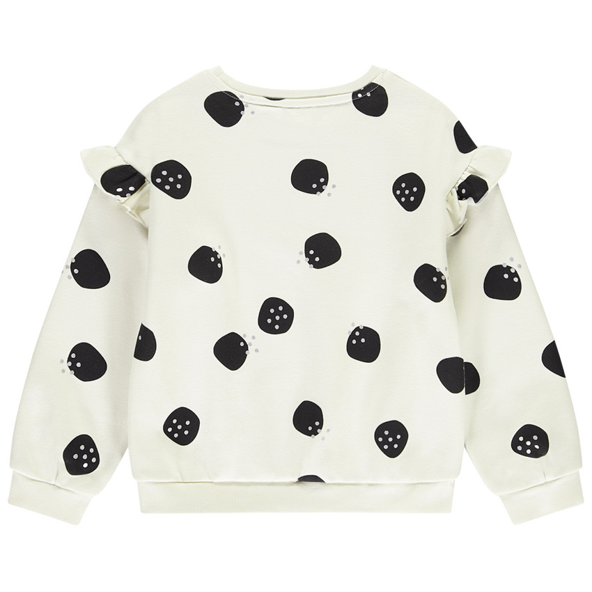 Sudadera semi-oversize con lunares y volantes para niña 