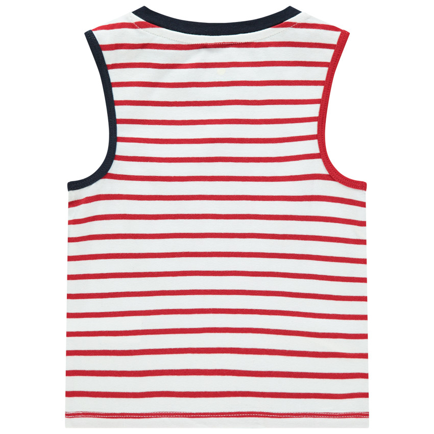 Camiseta sin mangas en algodón orgánico rayas Smiley Baby 