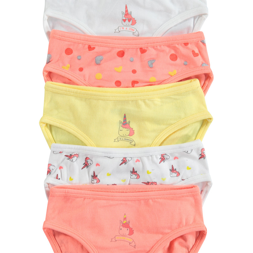 Juego de 5 braguitas de algodón con unicornios estampados  