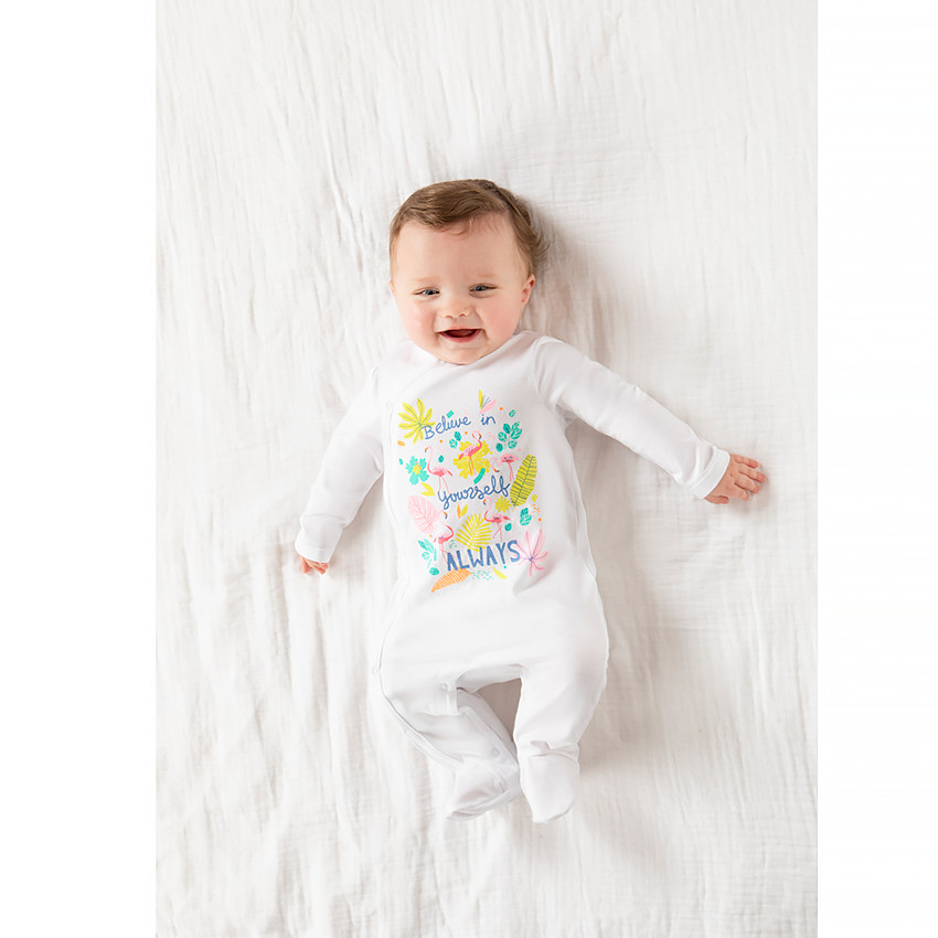 Lot de 3 dors-bien à manches longues imprimé flamants roses pour bébé fille Main Lot de 3 dors-bien à manches longues imprimé flamants roses pour bébé fille