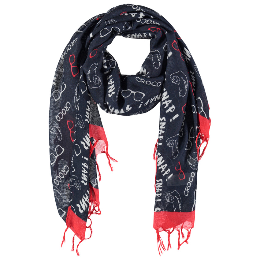 Pañuelo de gasa con estampado all-over y flecos 