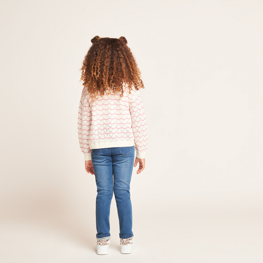 Conjunto de camiseta sin mangas + chaleco de punto calado para niña 