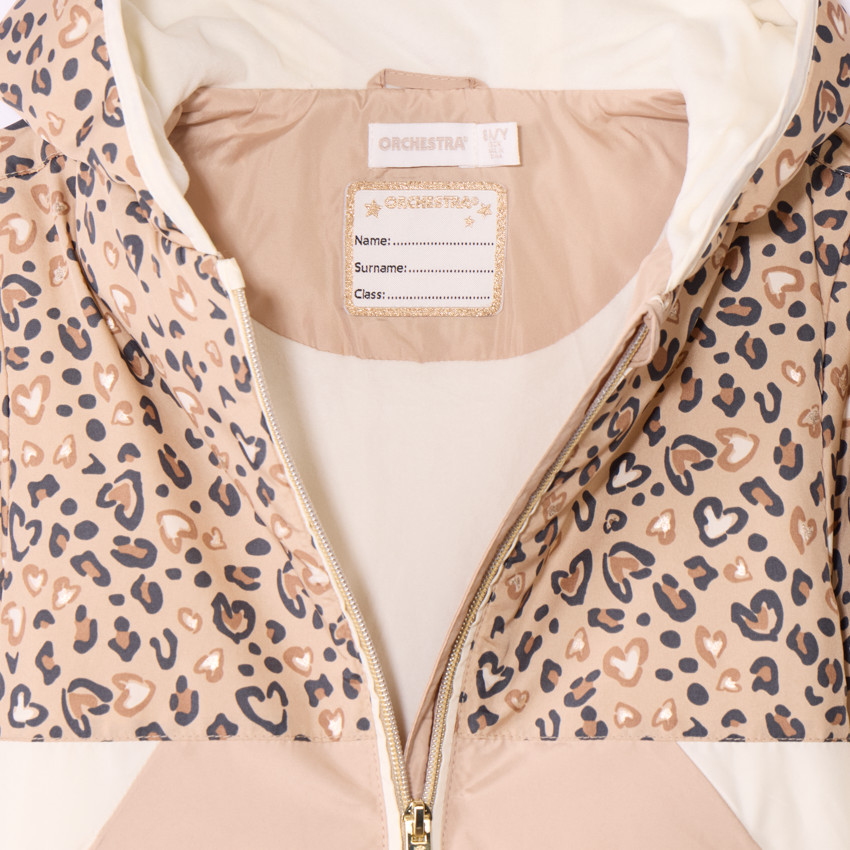Cortavientos retro con estampado de corazones estilo leopardo niña 