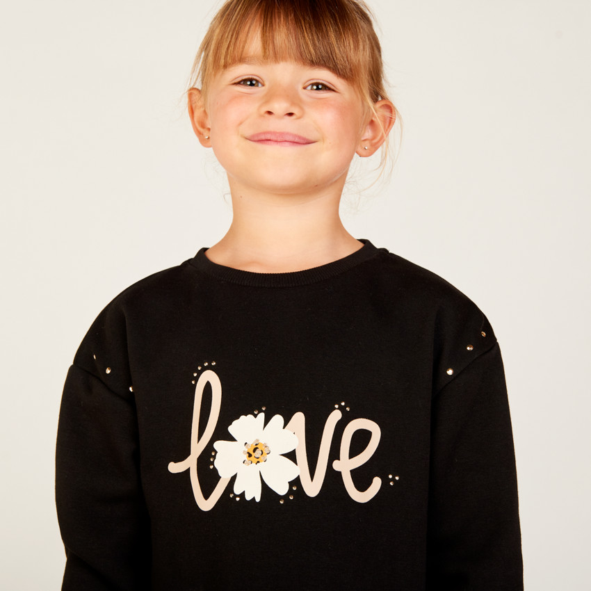 Vestido de sudadera de manga larga con strass niña 