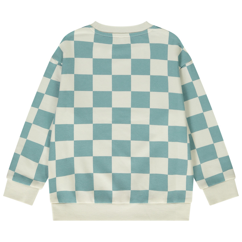 Sudadera oversize estampado damero y puff print para niño 