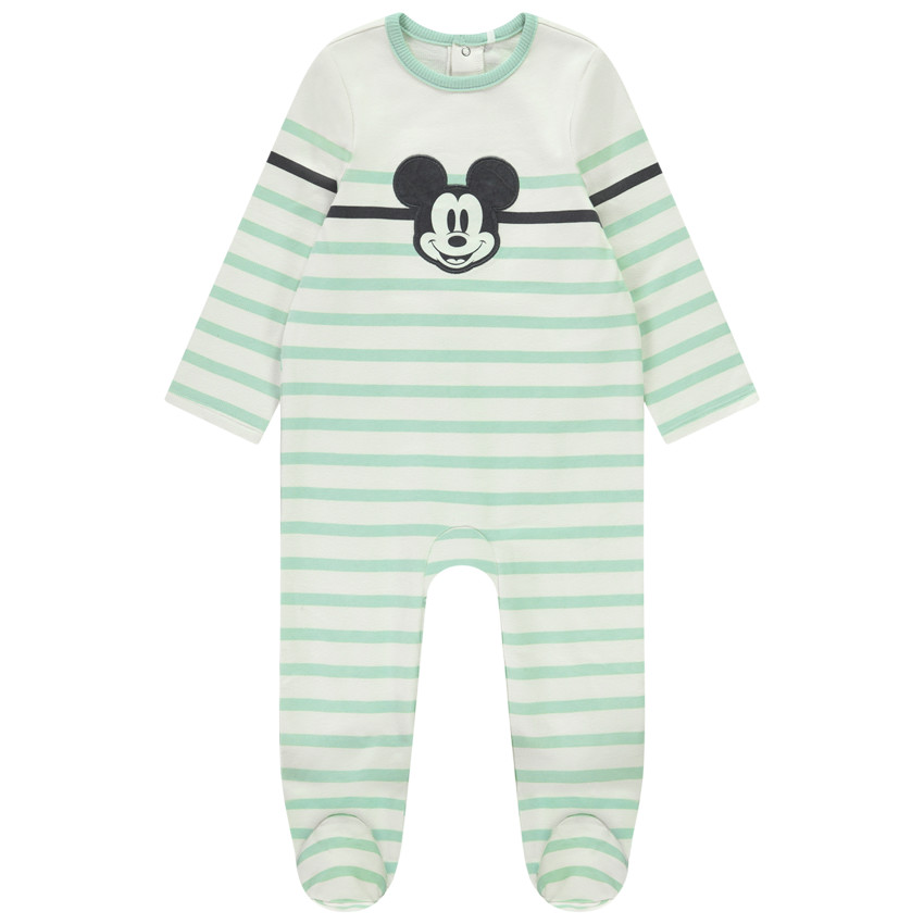 Pelele rayado Mickey Disney para bebé niño con aberturas según la edad 