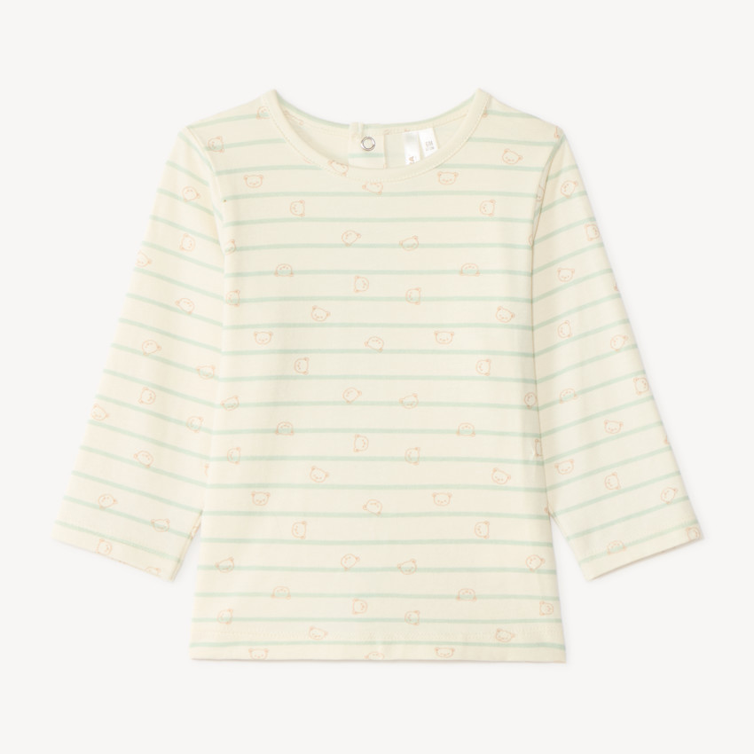 Conjunto de bebé niño: peto + camiseta de manga larga con diseño de osito. 