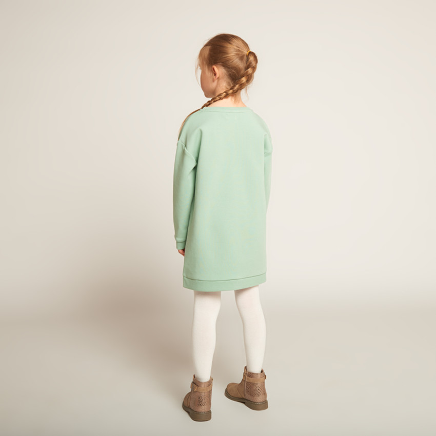 Vestido sudadera de felpa con bolsillo tipo canguro para niña 