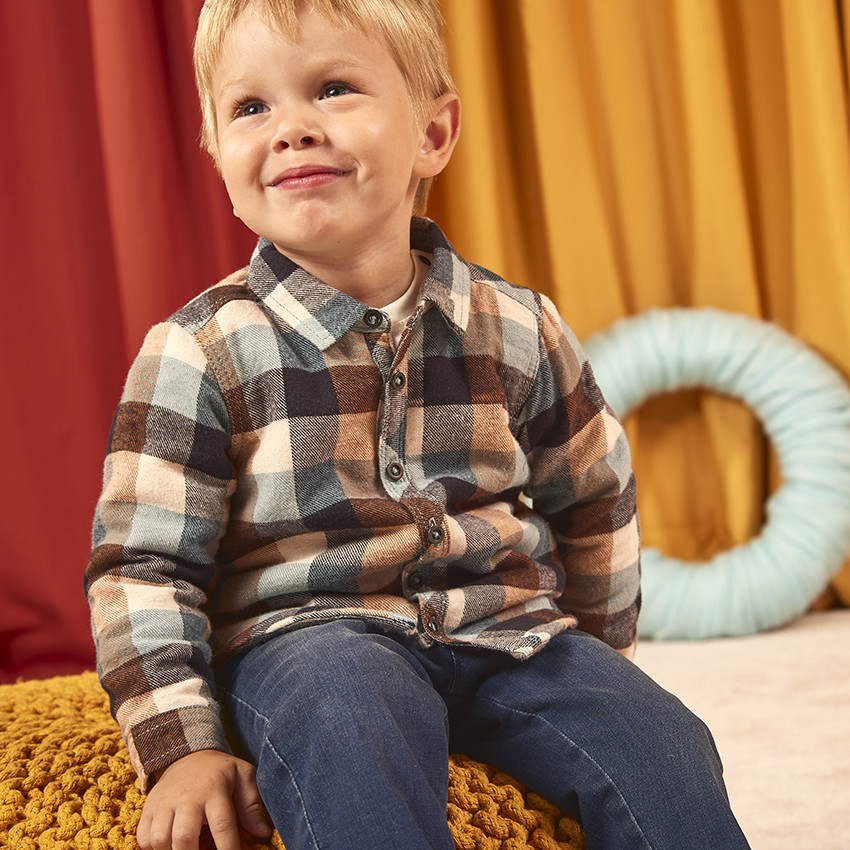 Camisa de franela a cuadros para bebé niño 
