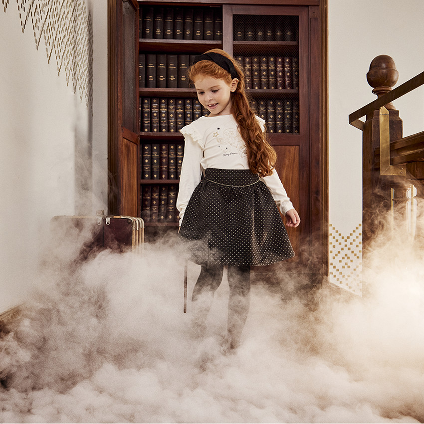 Falda de jacquard con estampado de estrellas lurex para niña 