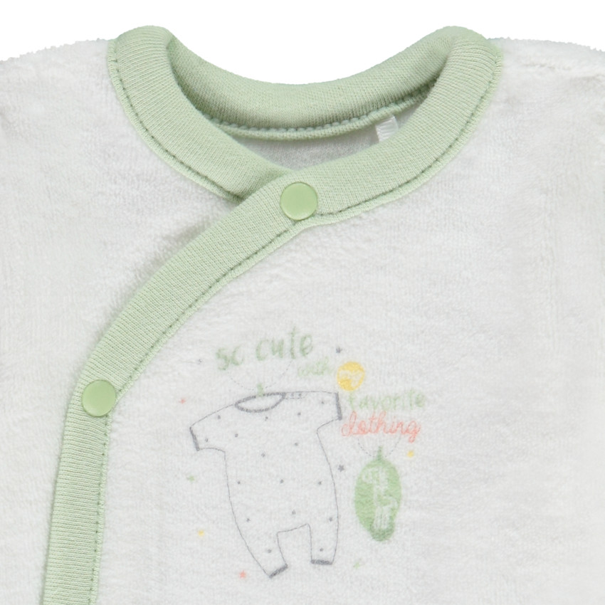 Combinaison larga de punto efecto cruzado en terciopelo para bebé prematuro 