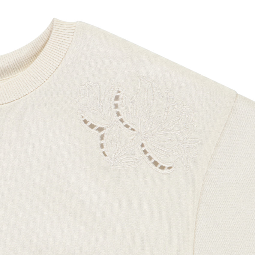 Sudadera de felpa francesa corta lisa con bordado inglés para niña  Additional Sudadera de felpa francesa corta lisa con bordado inglés para niña
