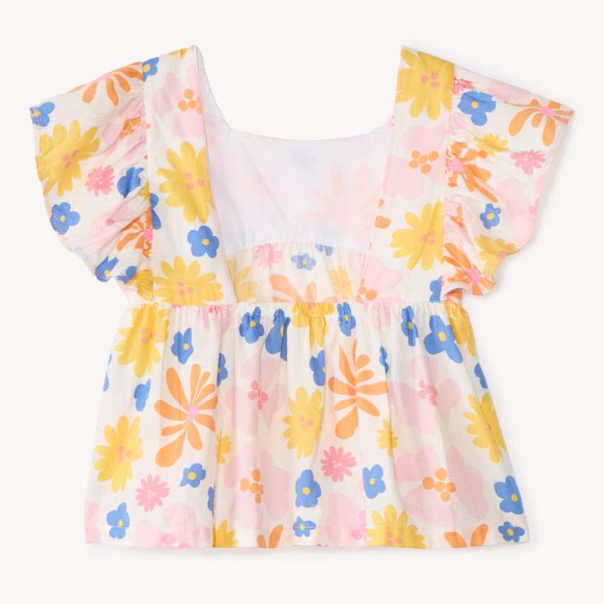 Túnica de manga corta con estampado de flores para niña. 