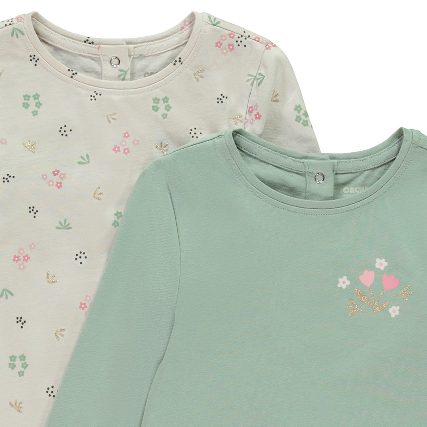 Pack de 2 camisetas de manga larga con motivo fantasía para bebé niña 