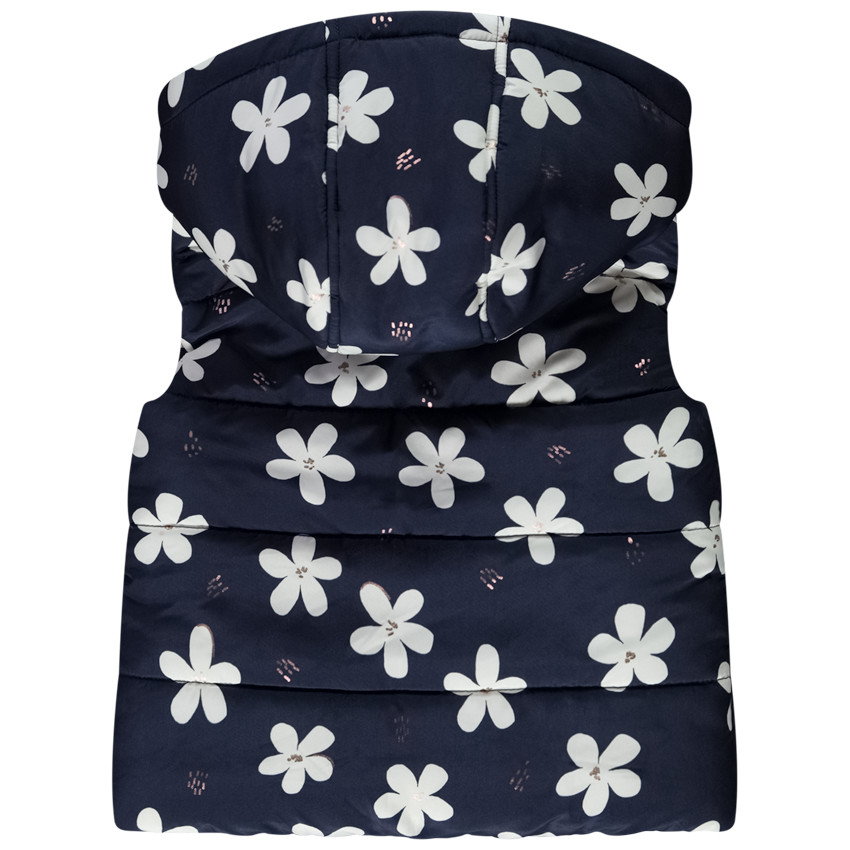 Chaleco sin mangas con capucha y estampado de flores para niña 