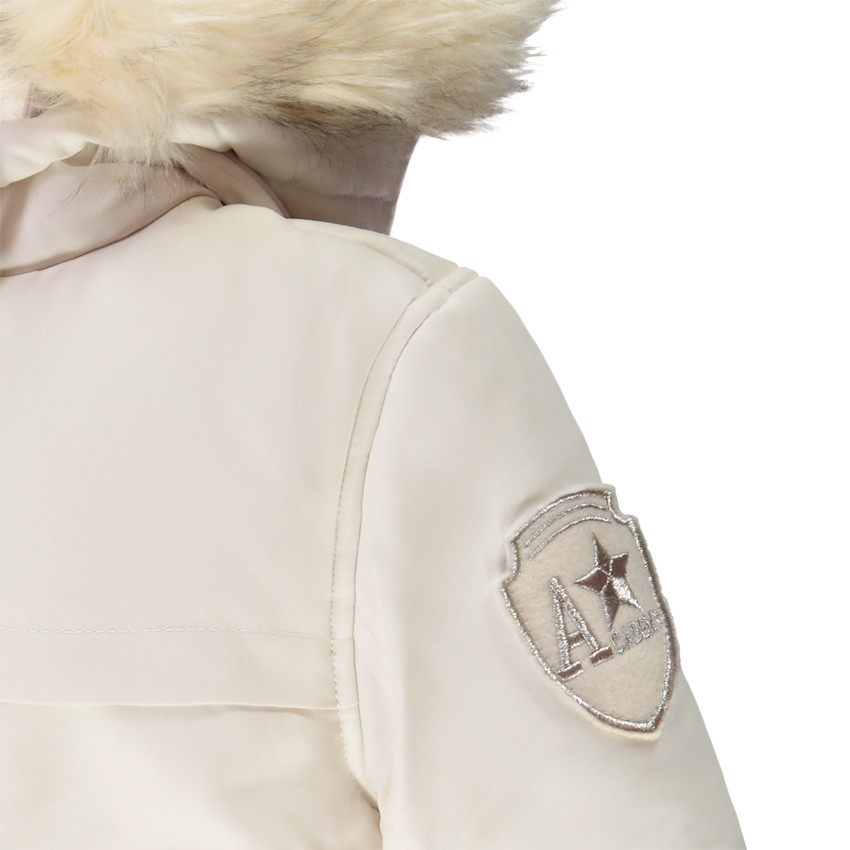 Parka impermeable con capucha y efecto de pelo sintético para niña 