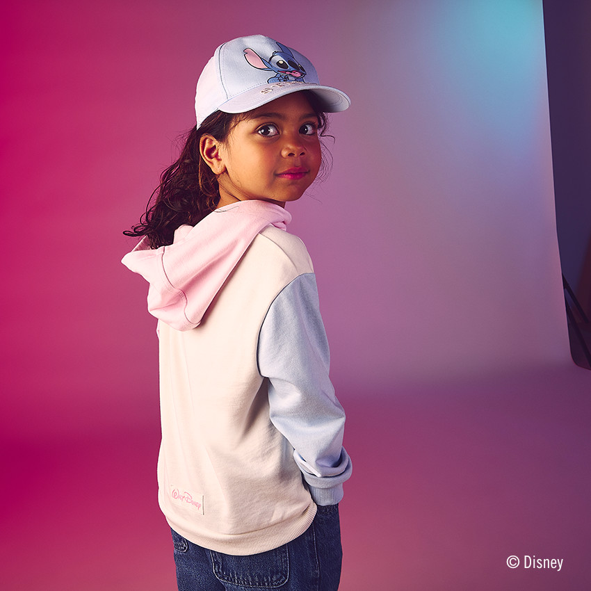 Sudadera con capucha efecto color block Stitch Disney para niña 