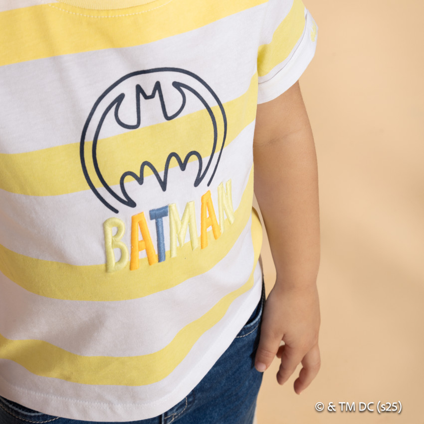 Camiseta de manga corta Batman Warner con bordado para bebé niño 