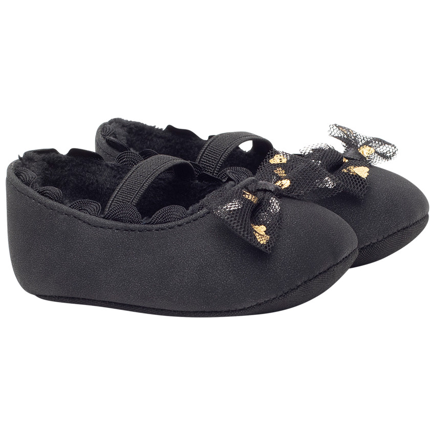 Pelele con lazo de fantasía en tul impreso de corazones para bebé niña 