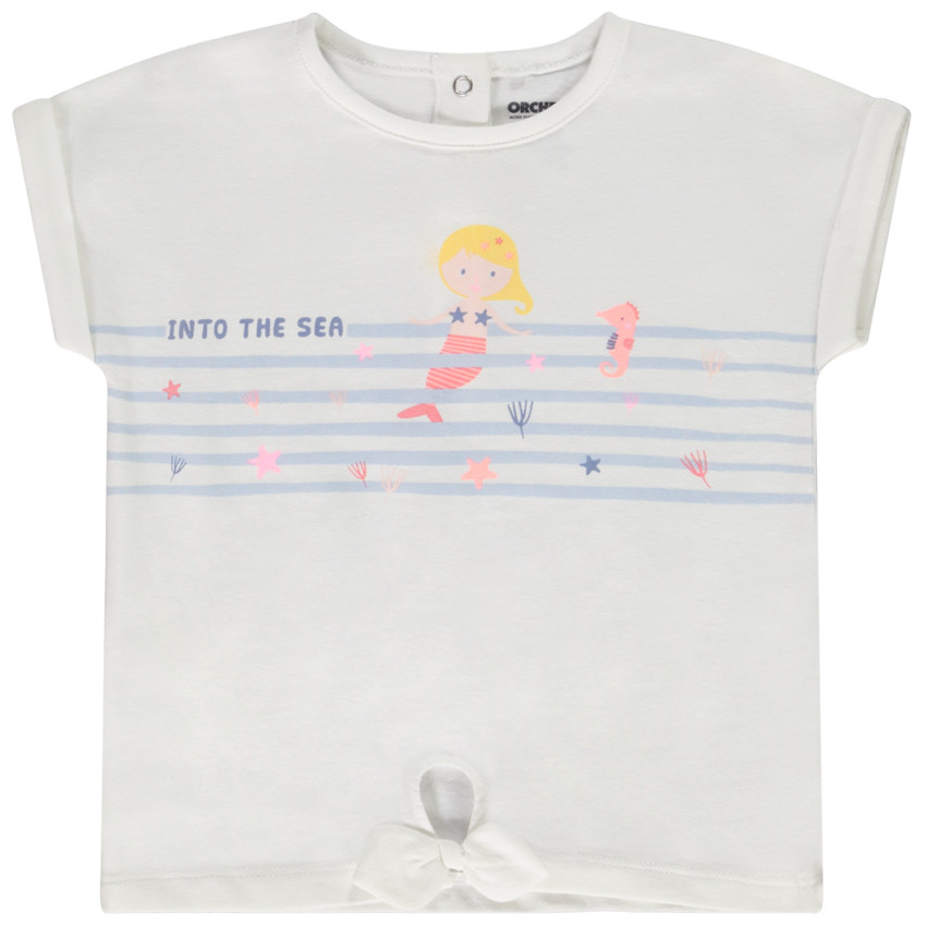 Camiseta de manga corta tipo boxy de jersey con estampado para bebé niña 