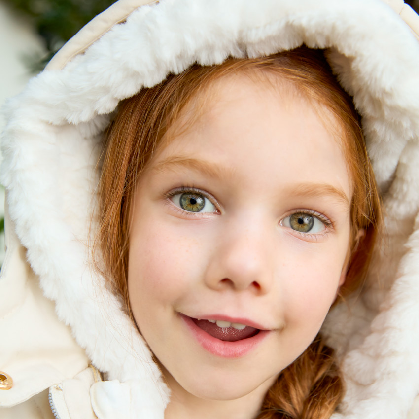 Chaqueta de twill y sherpa de manga larga + chaleco para niña 