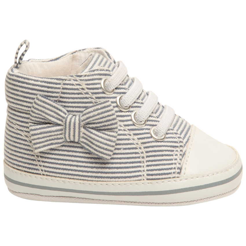 Zapatillas altas de lona con cordones y estampado a rayas para bebé niña 
