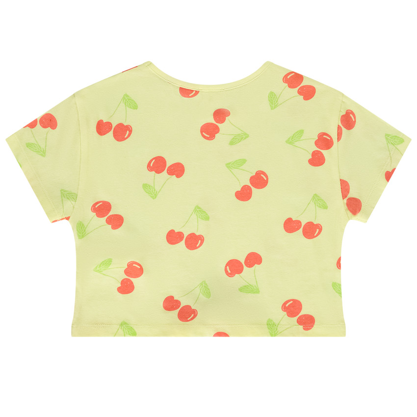 Crop top manches courtes imprimé fruits pour fille 