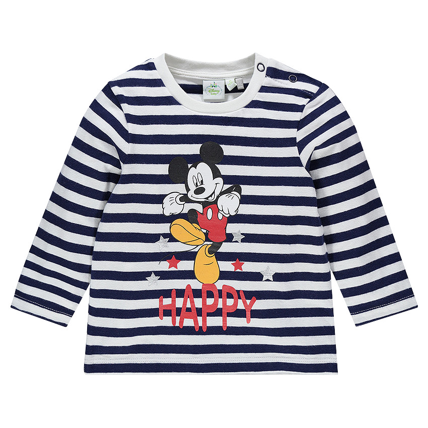 Camiseta manga larga de tejido de punto con rayas Disney con estampado Mickey 