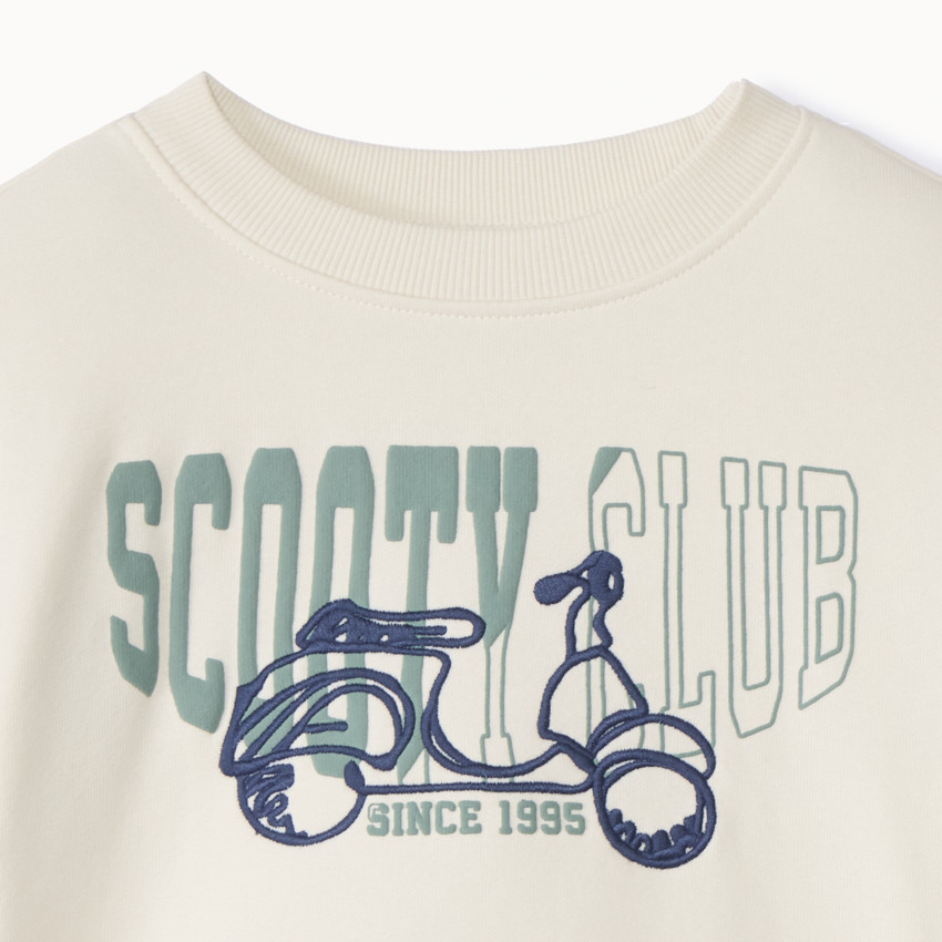 Sudadera felpa oversize bicolor con motivo scooter para bebé niño 