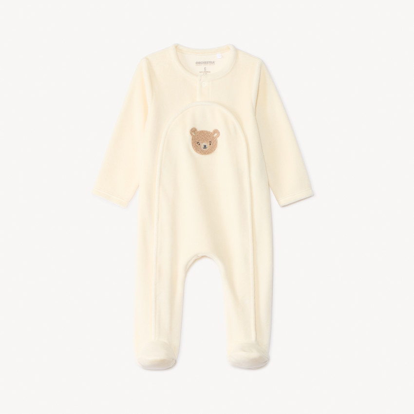 Pelele de terciopelo con parche de osito efecto bucles para bebé 