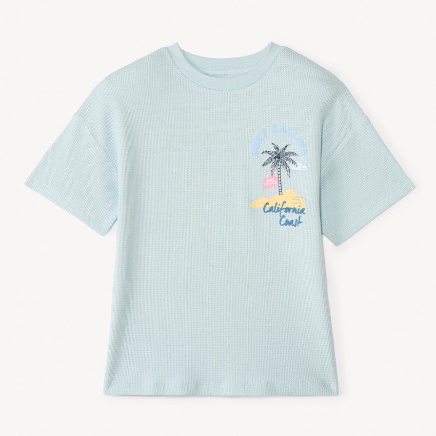 Camiseta de manga corta de piqué con estampado divertido para niño 