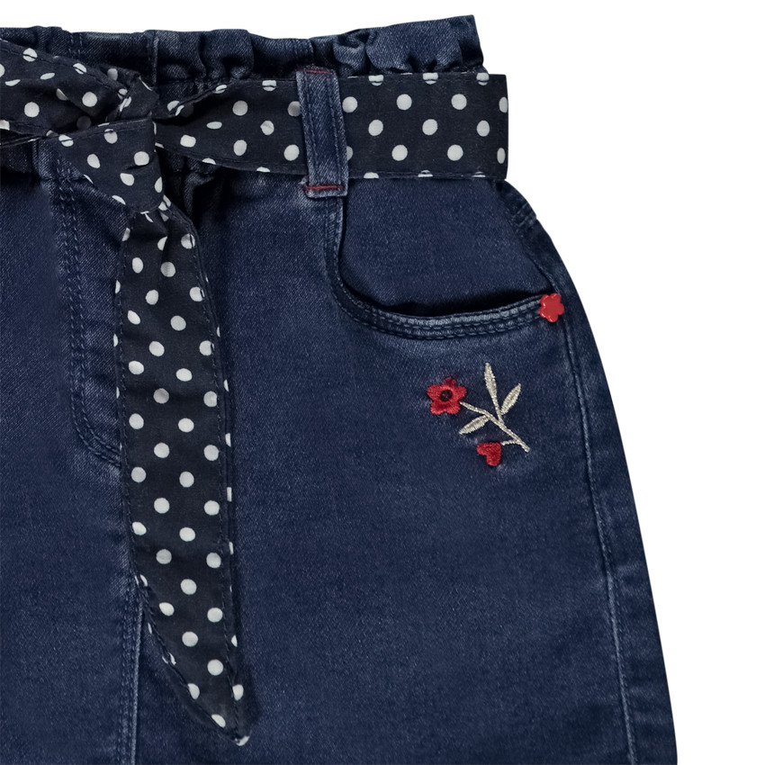 Jupe courte en jean avec ceinture foulard pour bébé fille 