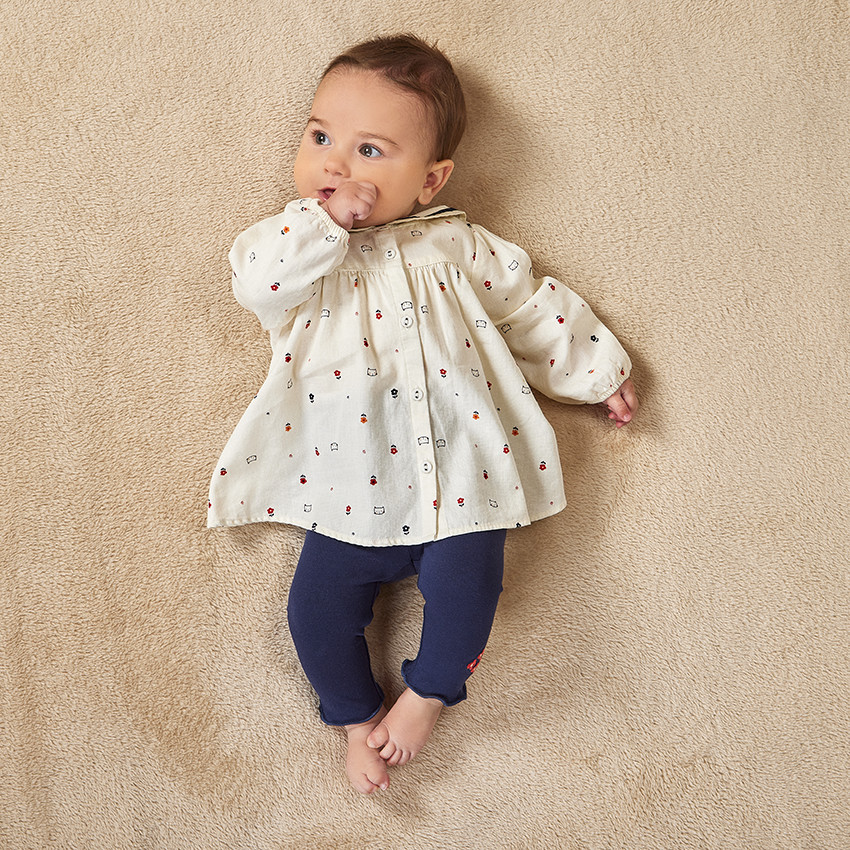 Conjunto con túnica larga de cuello marinero para bebé niña 