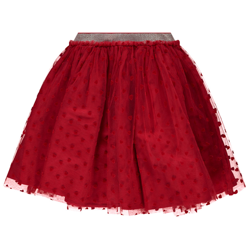 Jupe courte volant e en tulle imprim coeurs pour fille