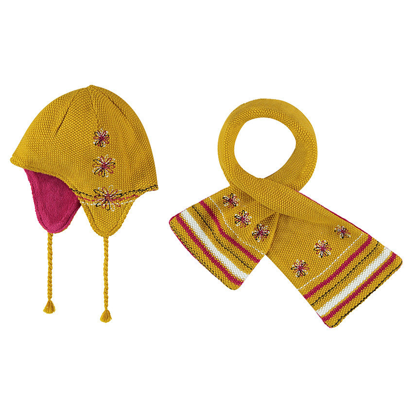 Conjunto de gorro y bufanda de punto con dibujo de jacquard 