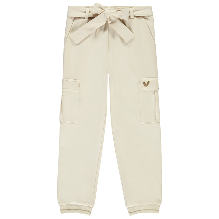 Pantalón de chándal liso con cinturilla para atar para niña 