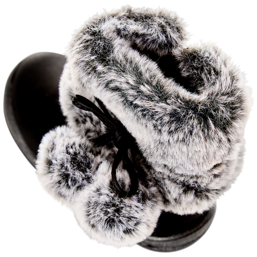 Botines negros con cuello de efecto de piel sintética para bebé niña 