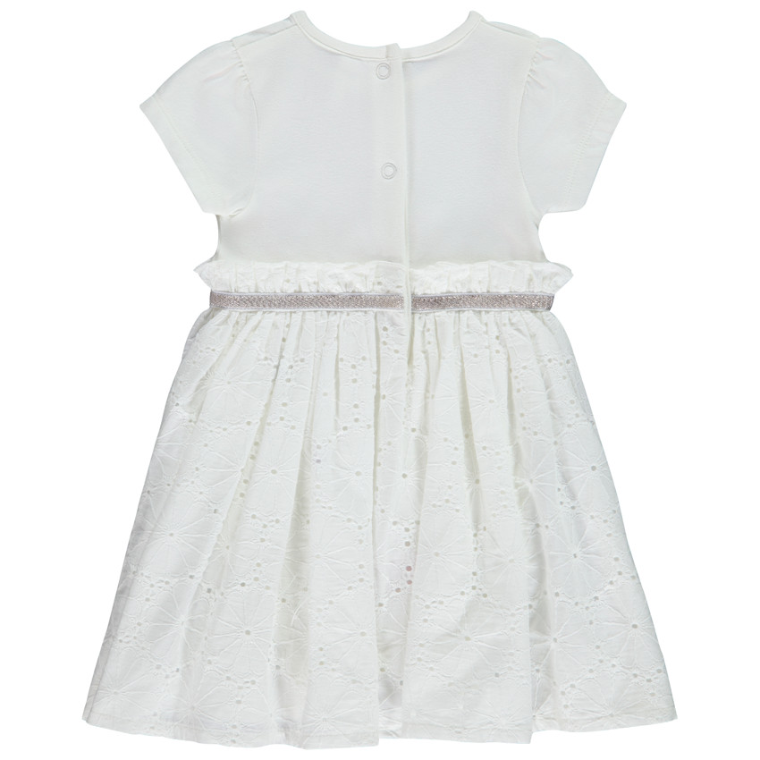 Robe body de manga corta con estampado de la Torre Eiffel + bordado inglés para bebé niña 