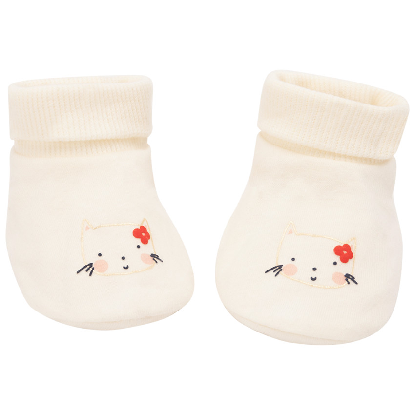 Chaussons de punto con estampado de gato para niña bebé 