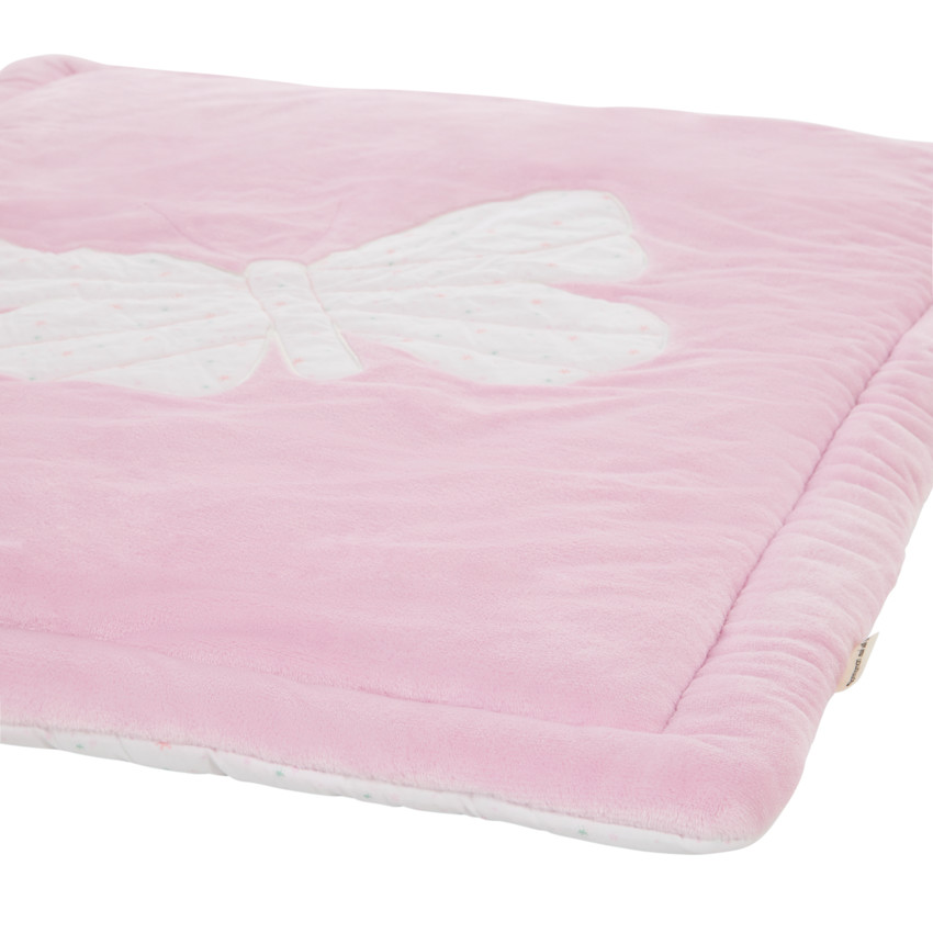 Alfombra de parque bicolor 70 x 95 cm con estampado de mariposas 