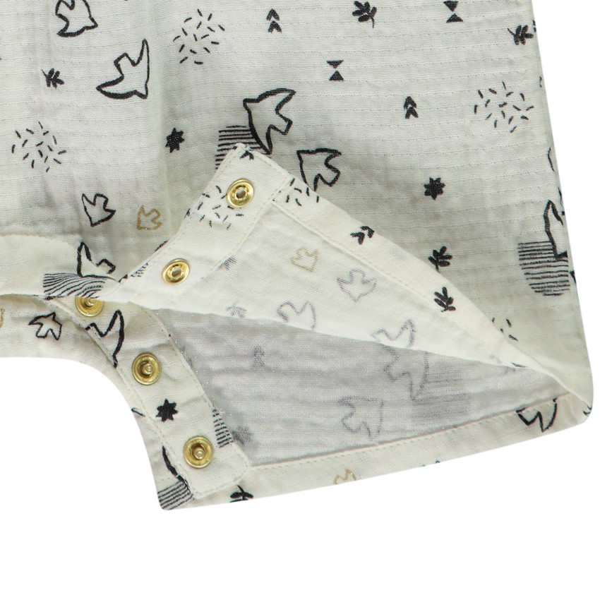 Combinaison larga estampada fantasía pájaros all-over para bebé niña 