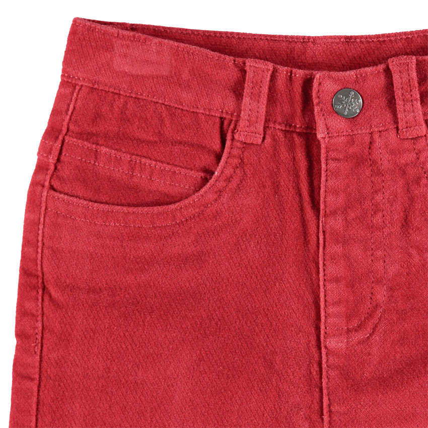 Pantalon rouge en velours ras doublé jersey 