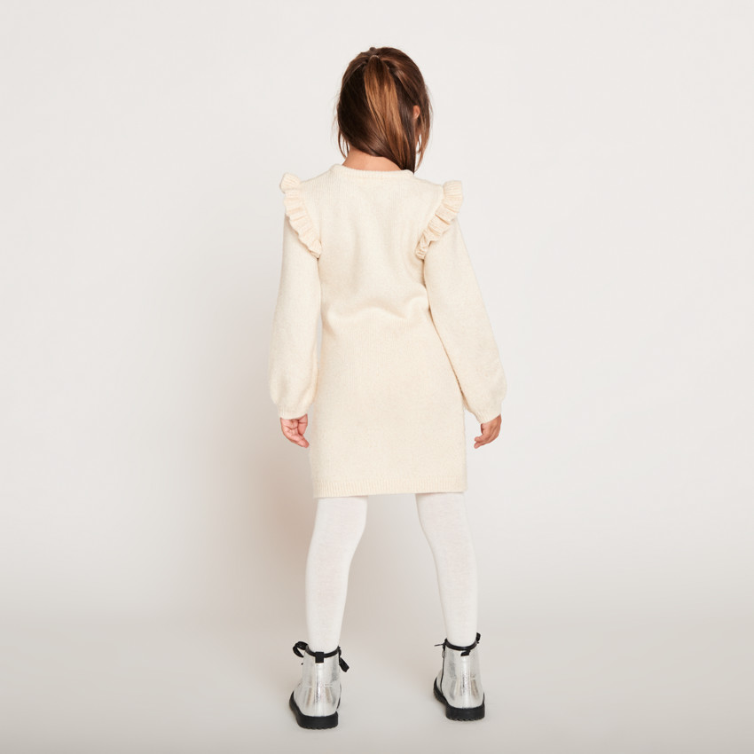 Robe manches longues en tricot uni pour fille 