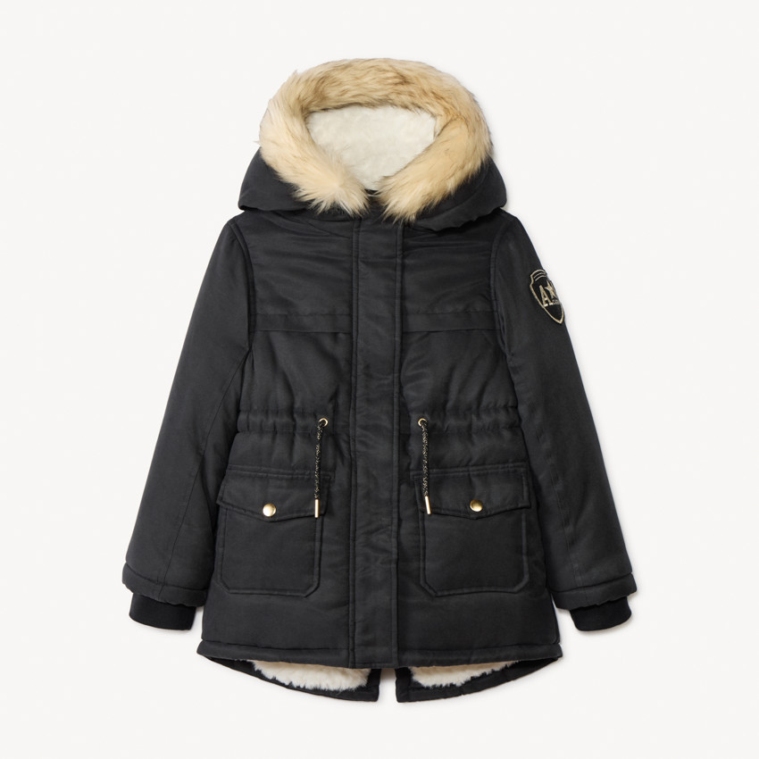 Parka impermeable forrada con capucha y efecto de piel de pelo para niña  Additional Parka impermeable forrada con capucha y efecto de piel de pelo para niña