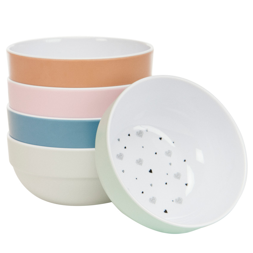 Bol en mélamine imprimé cœurs rose 