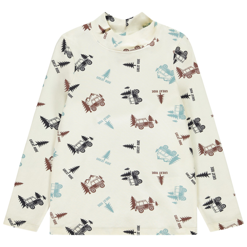 Camiseta interior estampada pick-up fantasía + cuello chimenea para niño 