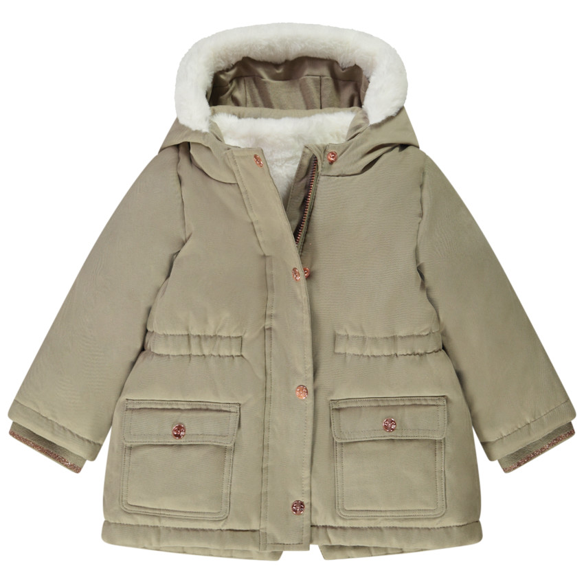 Parka 2 en 1 con forro de piel sintética para bebé niña 